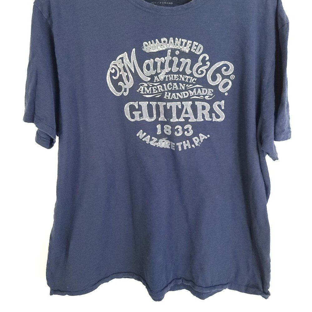 Martin & Co. Guitars Graphic T-Shirt Men's XXL Blue Lucky Brand Distressed - Picture 2 of 12
